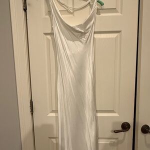 Meshki Yvette Slip Maxi Dress With Asymmetrical Hem - White